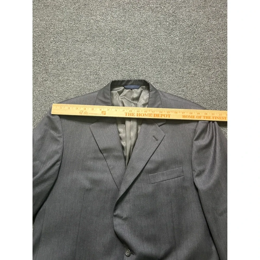 Burberry London Suit Charcoal Gray Mens 46L 40x30 Wool Two Button Pleated‎ Cuff
